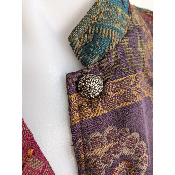 Drapers & Damons Size Large Patchwork Tribal Floral Tapestry Hippie Jacket - Picture 6 of 12